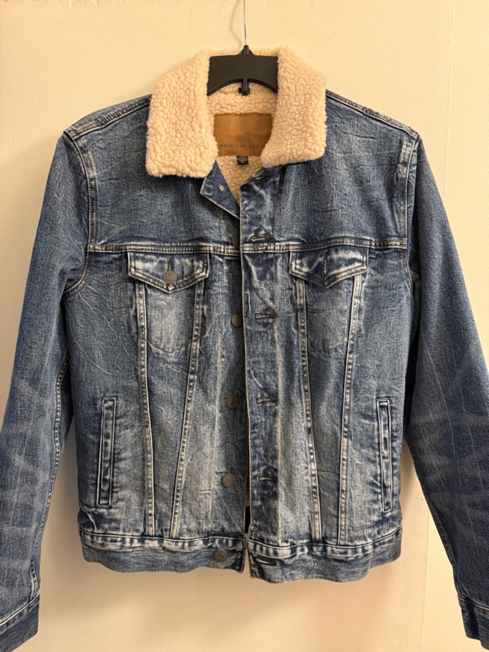 American Eagle Outfitters Blue Denim Sherpa Collar Jacket